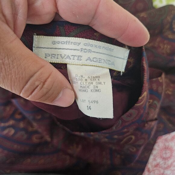 Vtg Geoffrey Alexander By Private Agenda Womens Silk Maxi Skirt Paisley Sz 14 - Picture 6 of 11